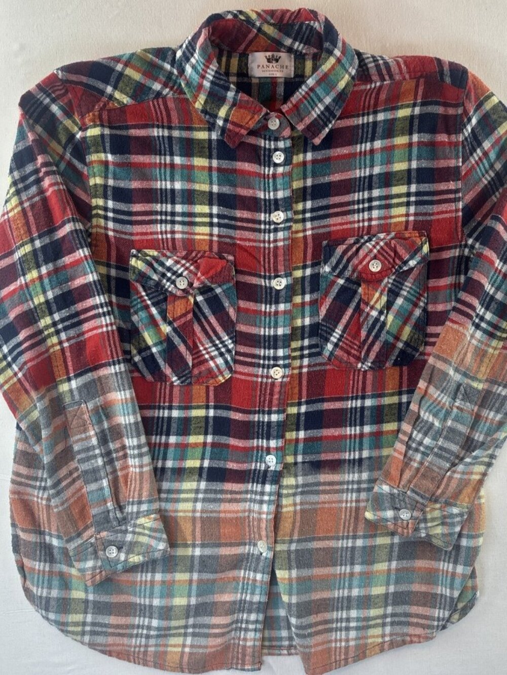 PANACHE Apparel Plaid Flannel Men’s‎ Size Large Factory Washed Look Y2¥ Preppy